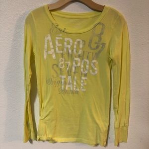 AEROPOSTALE YELLOW & WHITE GRAPHIC LONG SLEEVE